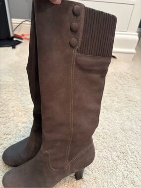 Sofft Brown Knee-High Suede Button Detail Boots